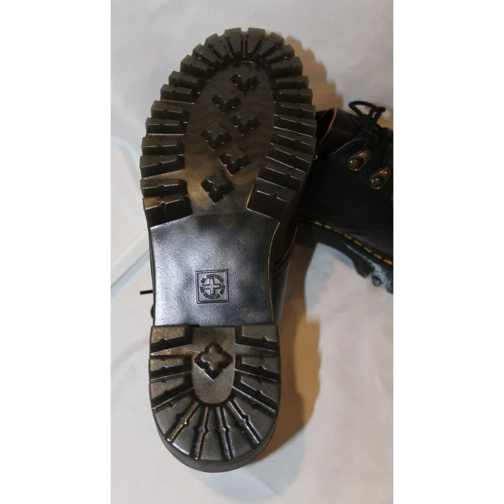 Dr Martens Women LEONA Low Black Platform Shoes Oxford Size